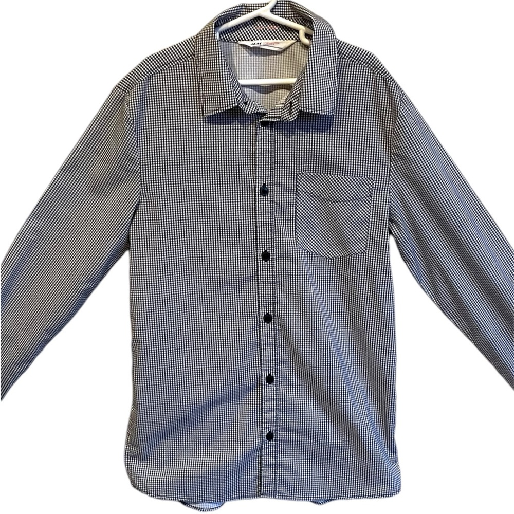 ** 2 for $20** H&M boys black and white checker button down shirt. Boys 12-13y